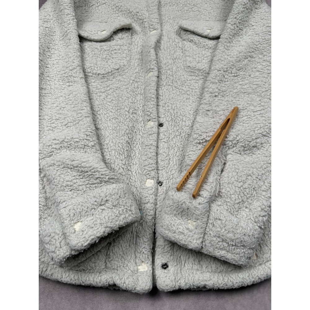 Rabbit Sherpa Fleece Shirt Jacket Cream Off White Cozy Casual Winter Women M‎ - Picture 9 of 16
